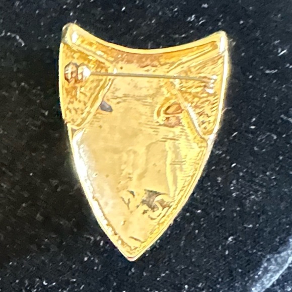 Face Mask Gold Black Mid Century Modernist Rhinestones Pin - Picture 3 of 5